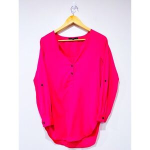 BEDO Pink satin blouse | Silky flowy statement | X-Small